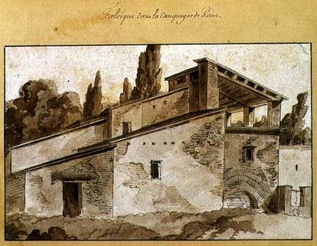 Factory in the Countryside Around Rome (pen & ink with sepia wash on paper) à Jean Thomas Thibault