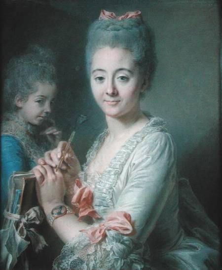 Madame Theodore Lacroix Drawing a Portrait of her Daughter, Suzanne Felicite stel on à Jean Valade