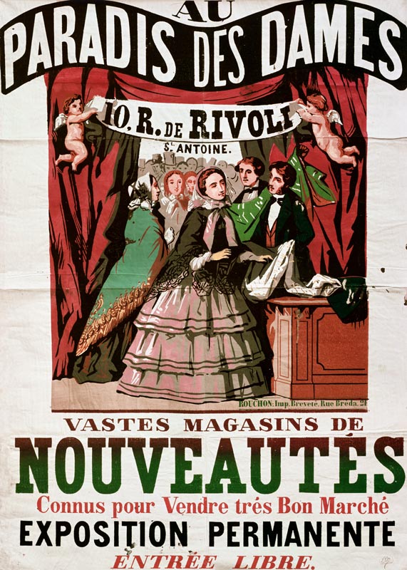 Poster advertising 'Au Paradis des Dames', Parisian shop à Jean Alexis Rouchon