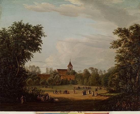 View of the village church, Pankow à Jean Bartheleney Pascal
