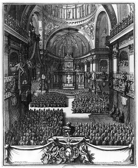 Funeral of Marie-Louise d''Orleans (1662-89) Queen of Spain, at the church St. Paul St. Louis, Paris à Jean II (le Jeune) Berain