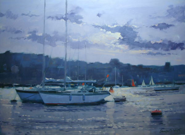 Salcombe - Moored Yachts, Late Afternoon à Jennifer Wright