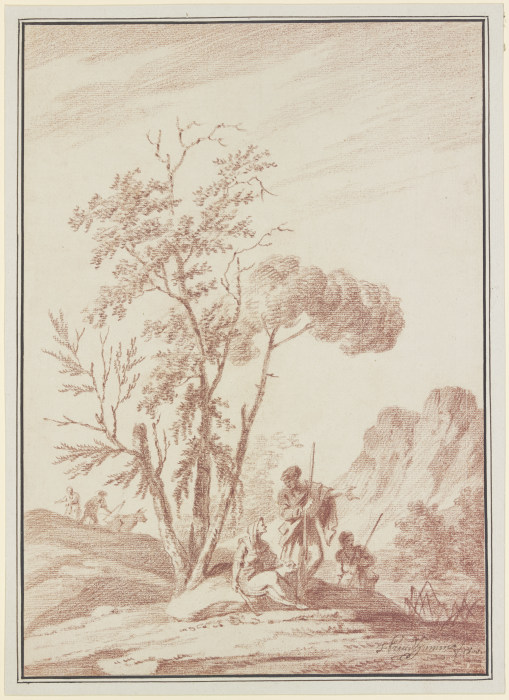 Drei Figuren unter einer Baumgrupppe à Jerome Preudhomme