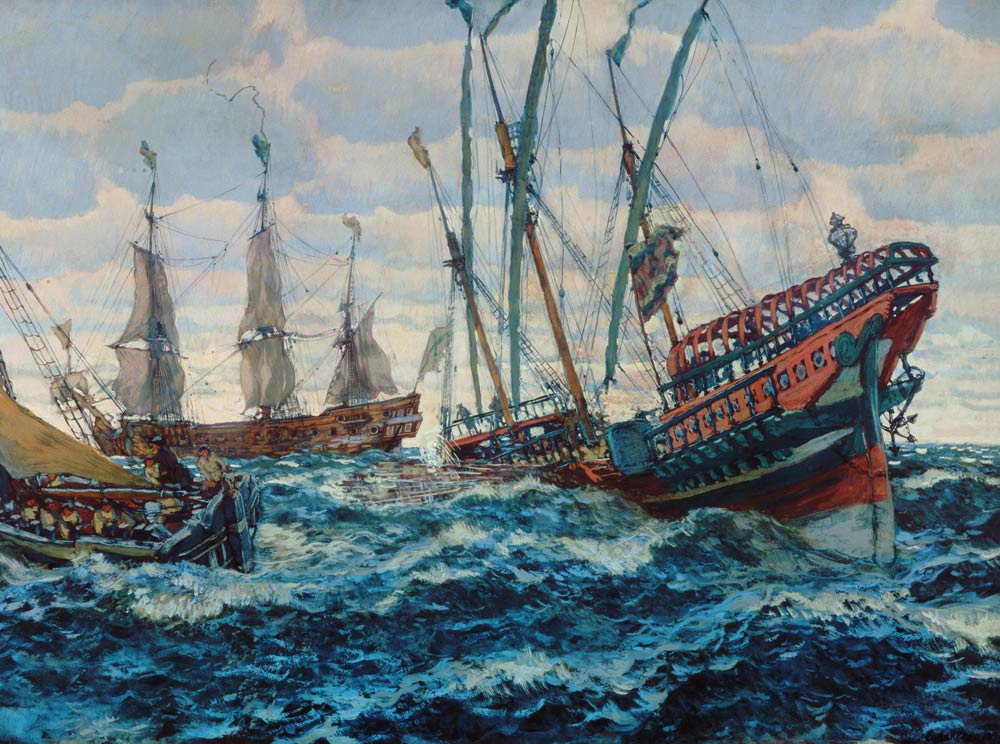 Schiffe des Zaren Peters des Grossen à Jevgeny Jevgenewitsch Lansere