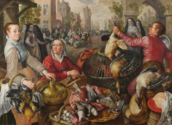 The Four Elements: Air. A Poultry Market with the Prodigal Son in the Background à Joachim Beuckelaer