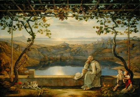 A Monk on a Terrace at the Nemi Lake à Joachim Faber