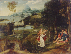 Landschaft mit der Geschichte des Hl. Rochus à Joachim Patinir