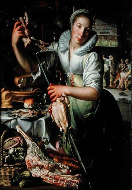 The Kitchen Maid (with Christ à Joachim Wtewael ou Utewael