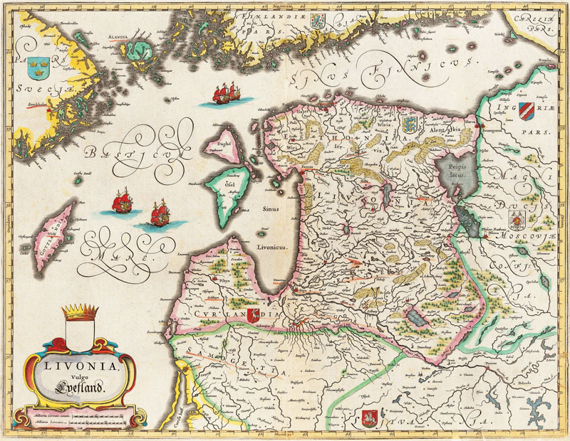 Livonia Map, Vulgo Lyefland, Atlas Maior à Joan Blaeu