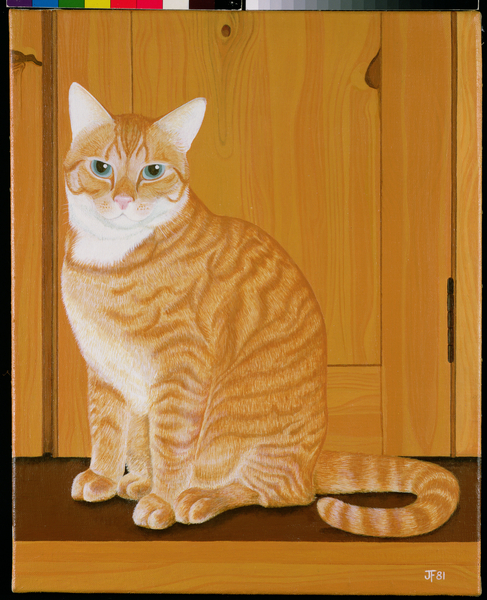 Marmalade cat by a door à Joan Freestone