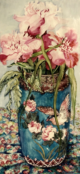 Peonies in a Cloisonne Vase à Joan  Thewsey