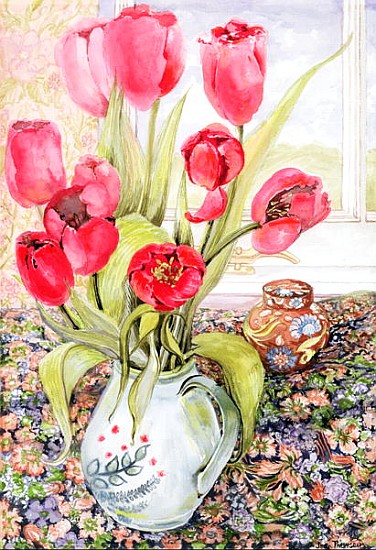 Tulips in a Rye Jug (w/c)  à Joan  Thewsey