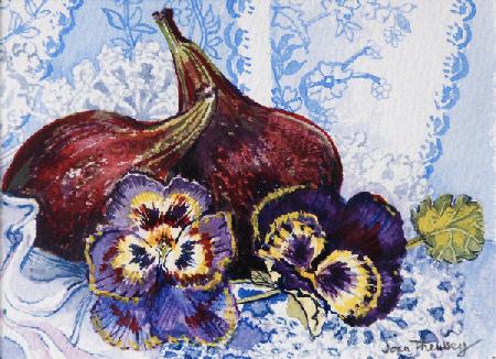 Two Figs with Pansies