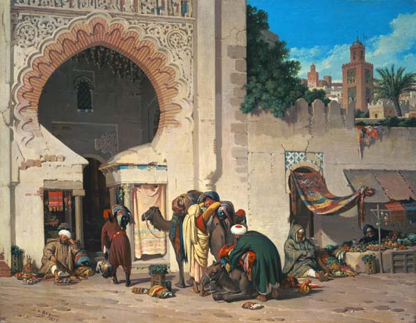 scène de rue avec Arabes et chameauxen à Joaquin Dominguez Becquer