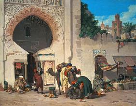 scène de rue avec Arabes et chameauxen
