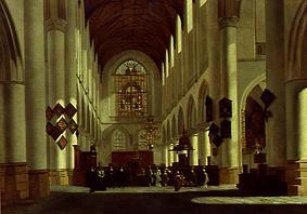 intérieur la grande église St. Bavo à Haarlem à Job Adriaensz Berckheyde