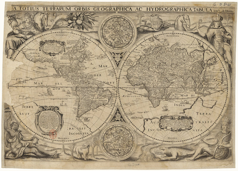 Nova totius terrarum orbis geographica ac hydrographica tabula (Map of the world) à Jodocus Hondius