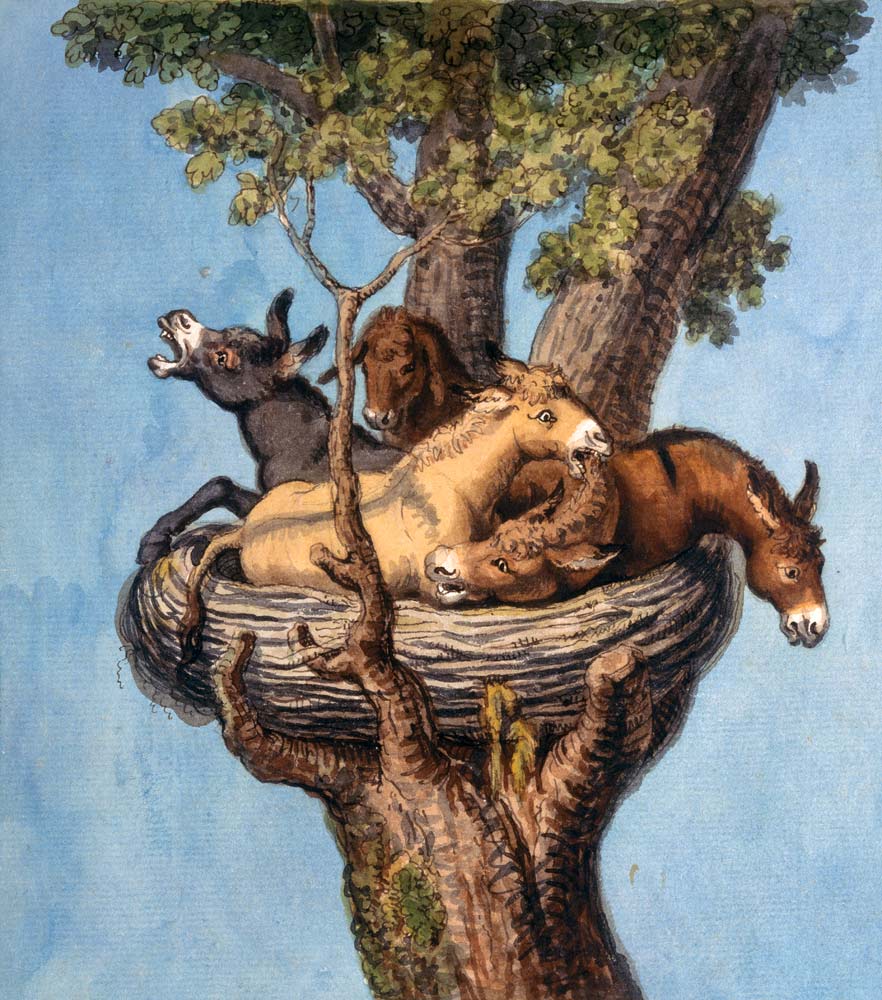Ânes dans le nid (histoire d'âne) à Joh. Heinrich Wilhelm Tischbein