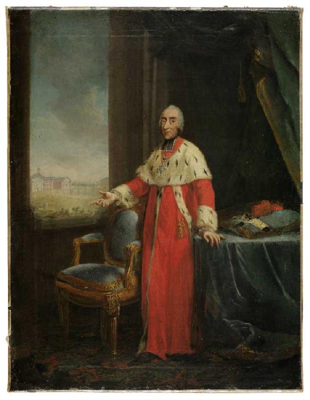 Bildnis des Kölner Kurfürsten Maximilian Friedrich von Königseck-Rothenfels als Bauherr des Schlosse à Joh. Heinrich Wilhelm Tischbein