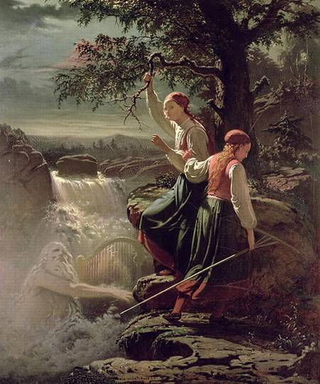Two Peasant Girls Listening to the Playing of the Water-Sprite à Johan Blackstadius