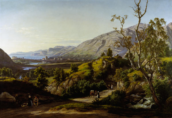 vue sur la ville Bergen en Norvège à Johan Christian Clausen Dahl