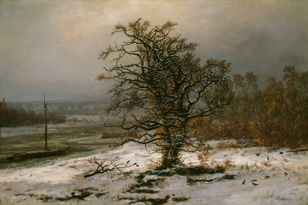 Oak Tree by the Elbe in Winter à Johan Christian Clausen Dahl
