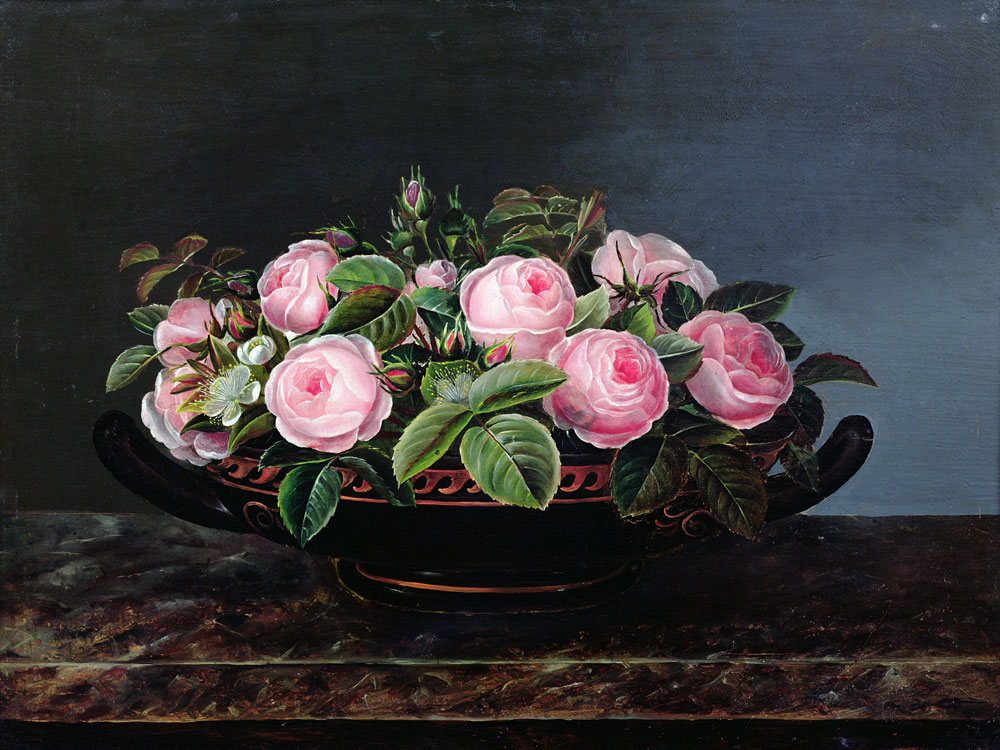 Still Life of Pink Roses à Johan Laurentz Jensen