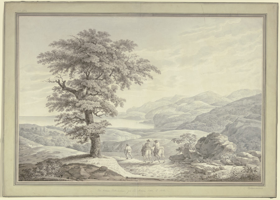 Landschaft an der Riviera di Levante mit dem Künstler und seinen Reisegefährten à Johann Adam Ackermann
