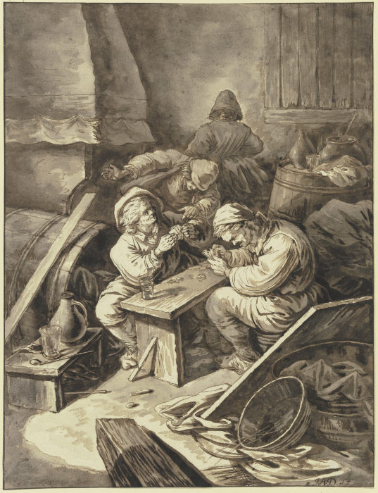 Kartenspielende Bauern in einer Schenke à Johann Albrecht Dietzsch