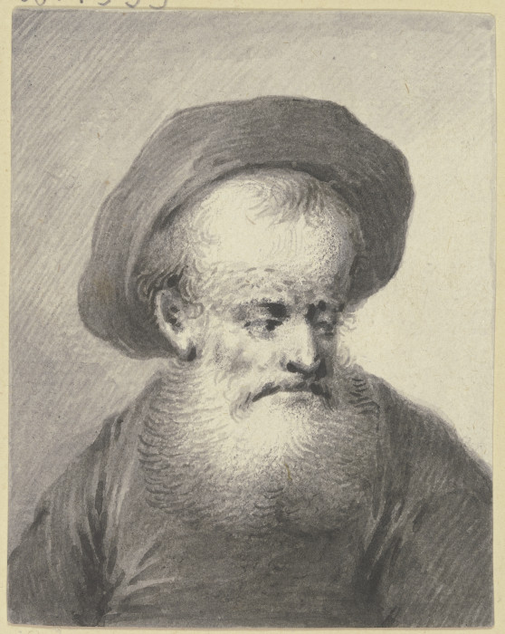 Brustbild eines weißbärtigen Mannes mit Kappe, leicht nach rechts gewandt à Johann Andreas Benjamin Nothnagel
