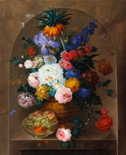 Still Life of Fruit and Flowers à Johann Baptist Drechsler