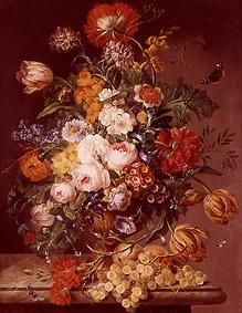 Vase avec des fleurs d'été et de printemps à Johann Baptist Drechsler