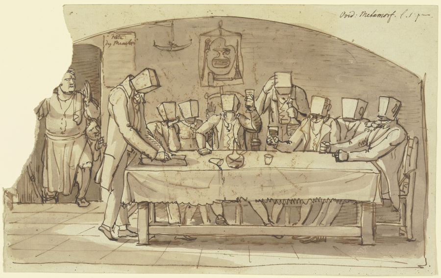 Künstlerscherz in einer Osteria zu Rom à Johann Christian Reinhart