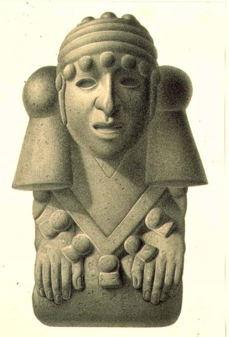 Stone idol of the Rain God Cocijo, plate from 'Ancient Monuments of Mexico' à Johann Friedrich Maximilian von Waldeck