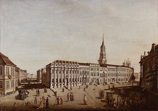 View of Castle Street and the Fiaker Square, Potsdam à Johann Friedrich Meyer