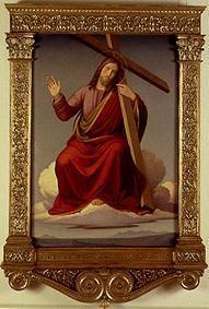 le Sauveur dans les nuages avec la croix sur l'épaule