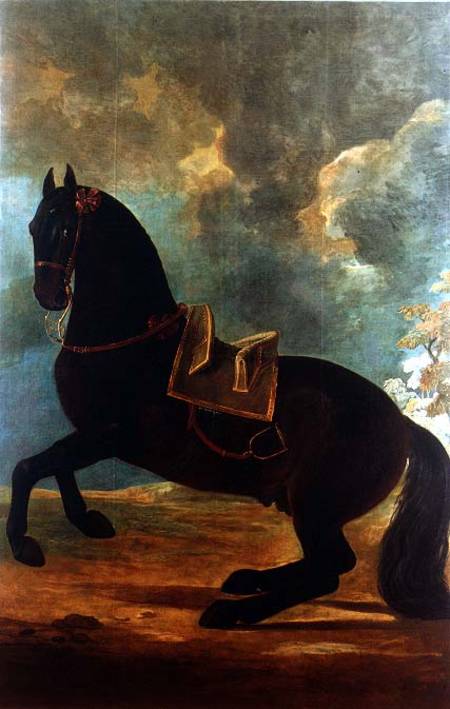 The Bay Stallion with spanish saddle à Johann Georg Hamilton