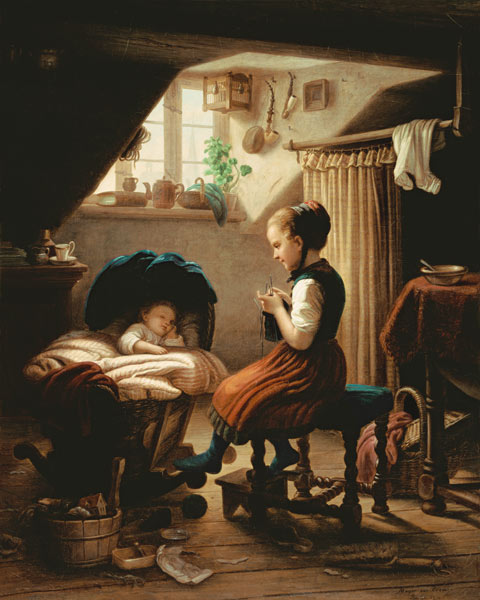 Tending the Little Ones à Johann Georg Meyer von Bremen