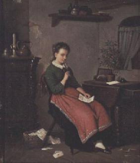 Young girl writing a love letter