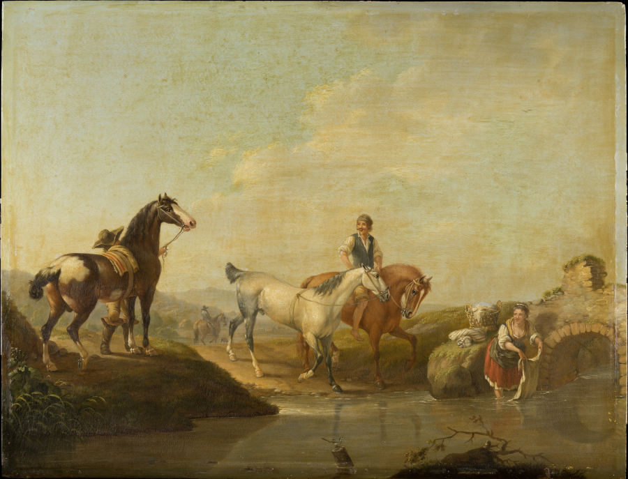 A Groom Leading two Horses to the Water à Johann Georg Pforr