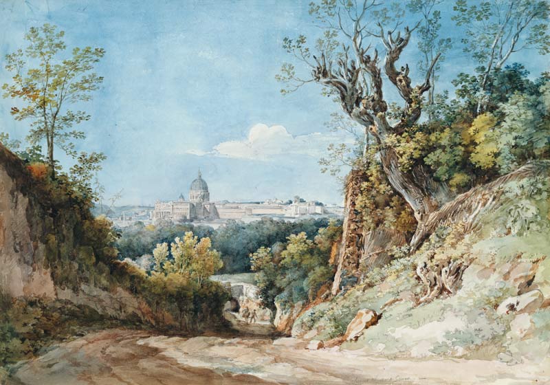 Vue sur Saint Pierre à Rome à Arco Scuro. à Johann Georg von Dillis