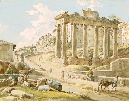 Le forum Romanum avec le temple de Saturne à Johann Georg von Dillis