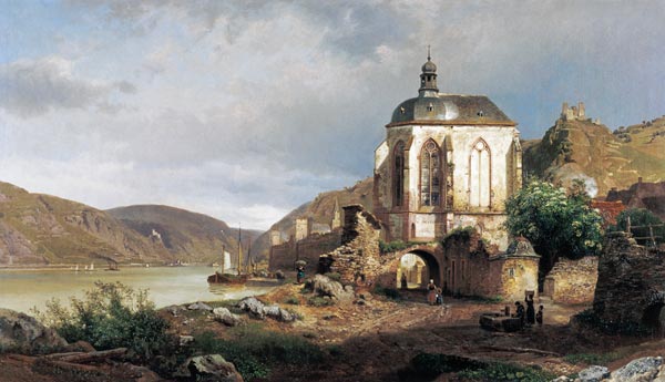paysage rhénan avec la chapelle Werner à Oberwesel à Johann Gottfried Pulian