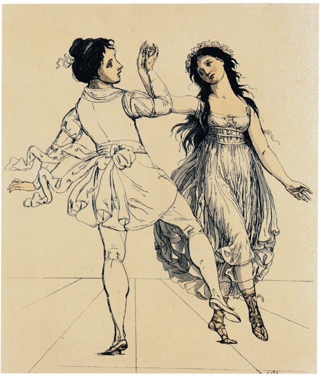 The dancing couple Maria and Salvatore Viganò à Johann Gottfried Schadow