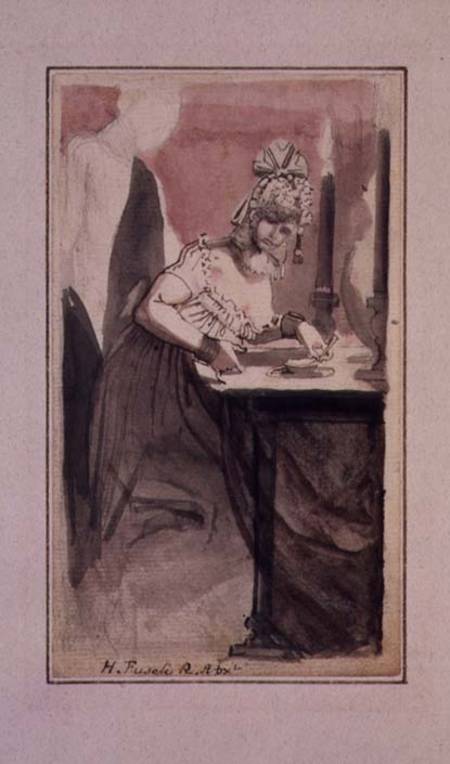 A Courtesan at her Dressing Table (pen & ink and watercolour on paper) à Johann Heinrich Füssli