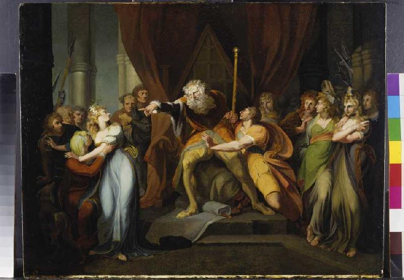 König Lear verstößt seine Tochter Cordelia à Johann Heinrich Füssli