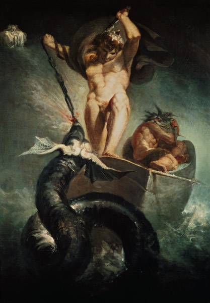 Thor dans la lutte avec le serpent à Johann Heinrich Füssli