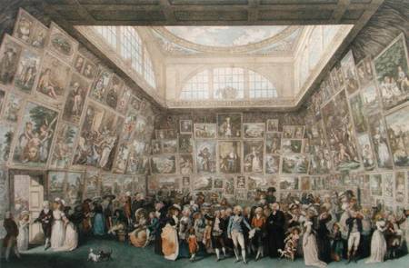 The Exhibition of the Royal Academy, 1787, engraved by Pietro Antonio Martini (1738-97) à Johann Heinrich Ramberg