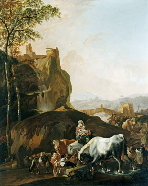 Landschaft in Morgenstimmung à Johann Heinrich Roos