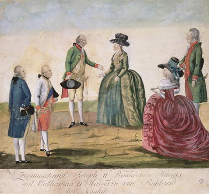 Meeting between Joseph II of Germany (1741-90) and Empress Catherine the Great (1729-96) at Koidak, à Johann Hieronymus Loeschenkohl